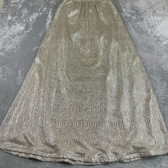 Lulus Gold Shimmering Maxi Dress Womens Small Deep V Neck Formal Gown (0405)NWT - Picture 6 of 12
